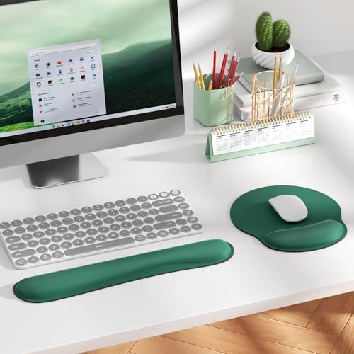 KTRIO Keyboard Wrist Rest & Mouse Pad with Wrist Rest, Forest Green