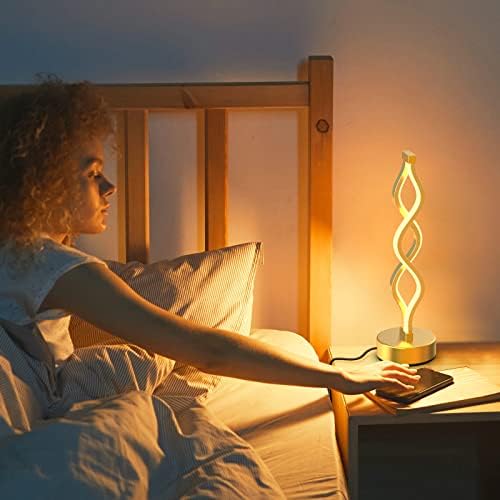 NUÜR Gold Table Lamps Set of 2, 15.8 Inch LED Bedside Lamps