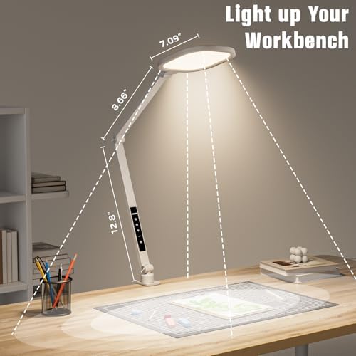 LitONES LED Desk Lamp for Home Office with Clamp, White