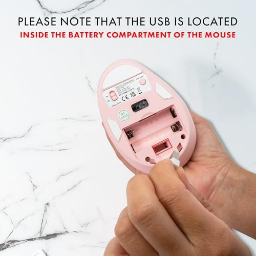 J-Tech Digital Wireless Mouse, Vertical Ergonomic Mouse with 2.4G Wireless & Bluetooth for 3 Multi-Device Function, Adjustable DPI Modes, Compatible with PC, Mac, Laptop - Pink
