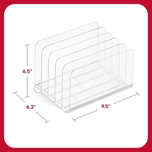 Staples Plastic Incline Desktop File Sorter, 5-Compartment, Clear