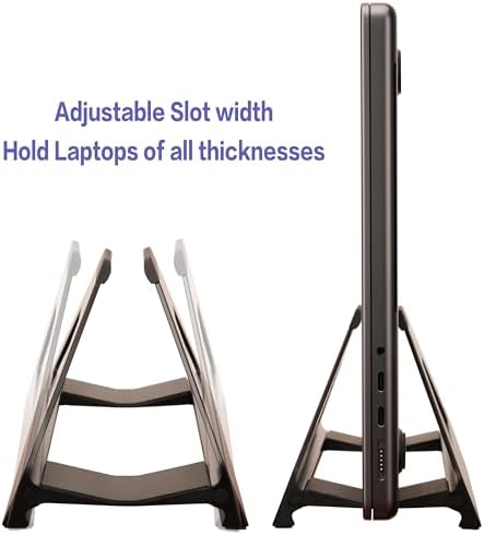 Vertical Laptop Stand, Space Saving Holder with Tool-Free Width Adjustment, Pretty Anodized Aluminum for Desk, Universal Fit for 10-17" Laptop