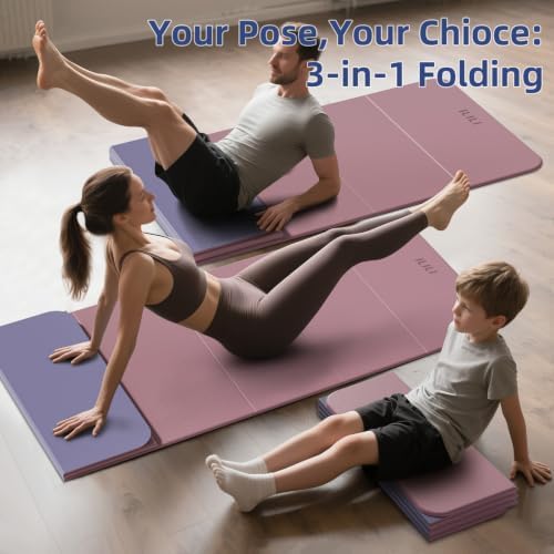 ILILI Foldable Yoga Mat 10mm, Extra Thick, Extra Long, 75x26x0.4 Inch, TPE