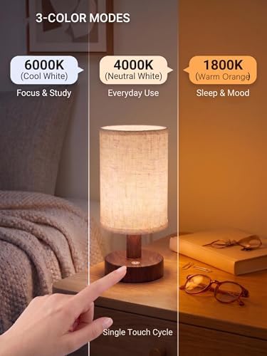 CHLORANTHUS 2 Pack Rechargeable Cordless Table Lamp – 4000mAh Battery Bedside Lamp, Mini Touch Control Dimmable LED Light with 3 Color Modes