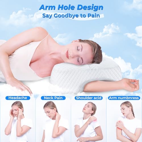 Side Sleeper Pillow with Arm Hole, Shoulder Relief System for Rotator Cuff