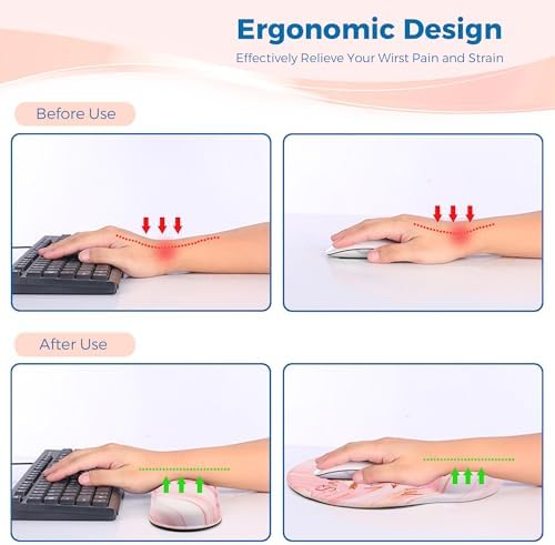 Mouse Pad and Keyboard Wrist Rest Support,Ergonomic Mouse Pad Set