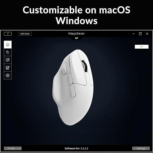 Keychron M7 Wireless Mouse, 26K DPI, 2.4 GHz/Bluetooth/Wired, 63g, White