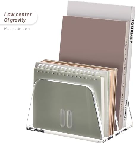 SANRUI Acrylic Mail Organizer for Desk, Mail Holder with 2-Slot, Clear
