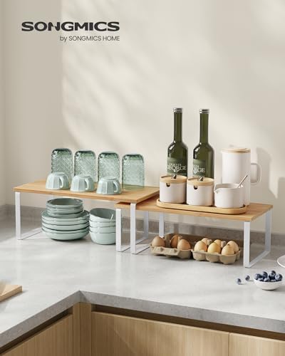 SONGMICS Cabinet Organizer Shelf, Set of 4 Spice Rack, Kitchen Storage