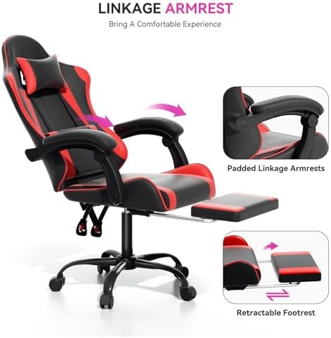 Gaming Chair, Racing Style Computer Gamer Chair, Red