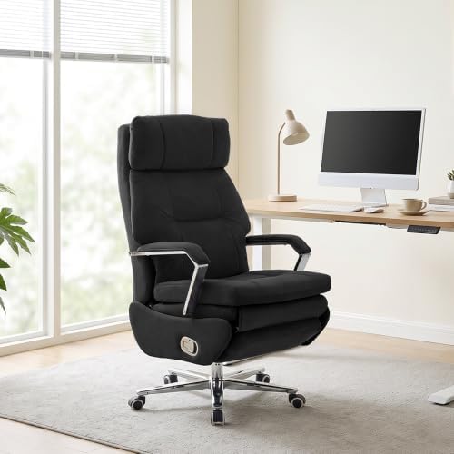 HUBSON 360° Swivel Big and Tall Velvet Executive Office Chairs, Black