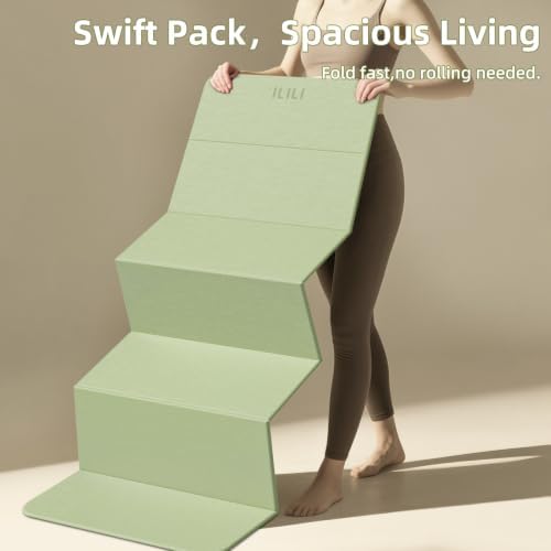 ILILI Foldable Yoga Mat 10mm, Extra Thick, Extra Long, 75x26x0.4 Inch, TPE