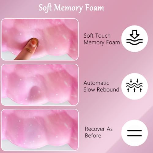 Cloud Mouse Pad Keyboard Wrist Rest for Mouse 4PCS Extended Large Galaxy Space Desk Mat Pad Set Memory Foam Non-Slip Cute Ergonomic Game Mouse Wrist Support for Computer Home Office Pink Starry Sky