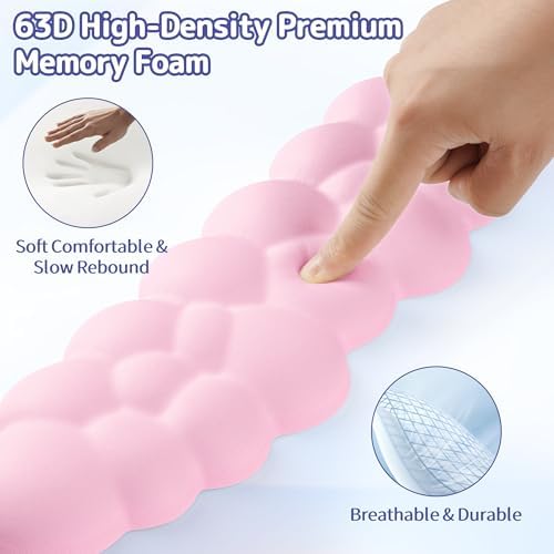 Sushret Cloud Wrist Rest Keyboard, Cloud Keyboard Wrist Pad Set with PU Leather Memory Foam, Cute Arm Rest for Palm Support, PC/Gaming Desk Accessories/Office Setup/Computer Hand Cushion - Pink