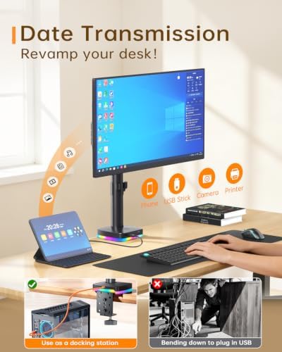 Afaloona RGB Monitor Stand with USB Hub for 13-27" Monitors, up to 17.6 lbs