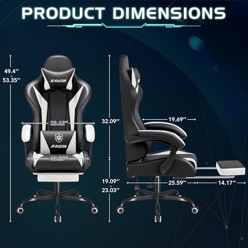 Homall Ergonomic Gaming Chair, High-Back Racing Style PC Chair, White