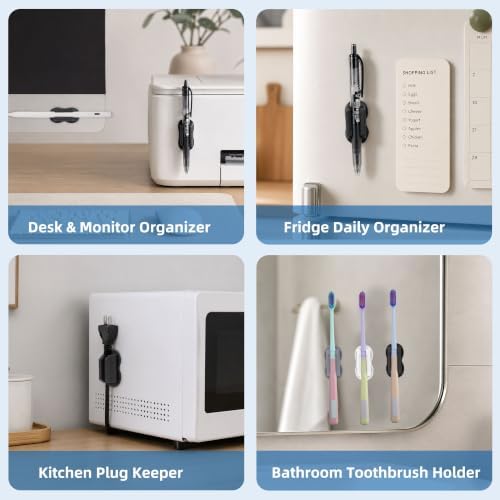 Adhesive Pen Holder Pencil Holder for Desk Wall Clipboard Notebook Car 12PCS Dry Erase Marker Holder for Whiteboard Fridge Office Accessories Teacher Supplies Classroom Must Haves (12PCS Black)