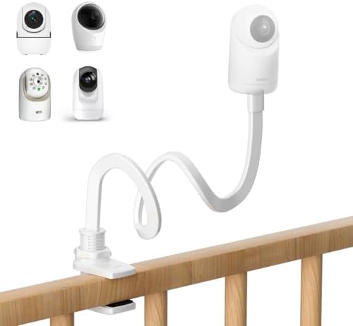 Jartoo Baby Monitor Mount Compatible with HelloBaby HB65/HB40/HB6560/HB6339/HB6550 Pro, Infant Optics, Momcozy, Nanit, VAVA, 16.9" Flexible Crib Clip Mount Long Gooseneck Arm, No Tools or Wall Damage