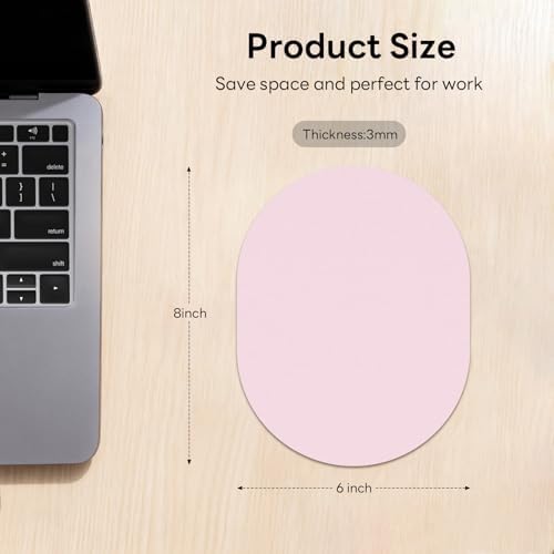 Oval Mouse Pad 6x8in Non-Slip for Laptop,Pink