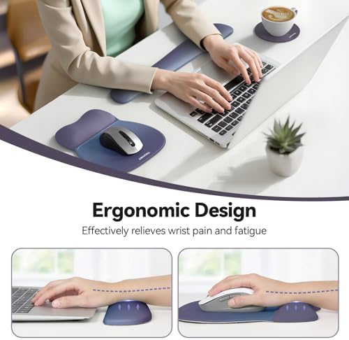 TECKNET Gel Ergonomic Mouse Pad & Keyboard Wrist Rest & Coaster