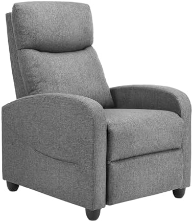 Sweetcrispy Recliner Chair Fabric Recliner Sofa No Massage, Home Theater Seating with Lumbar Support, Adjustable Push Back Overstuffed High-Density Sponge Reclining for Living Room, Grey