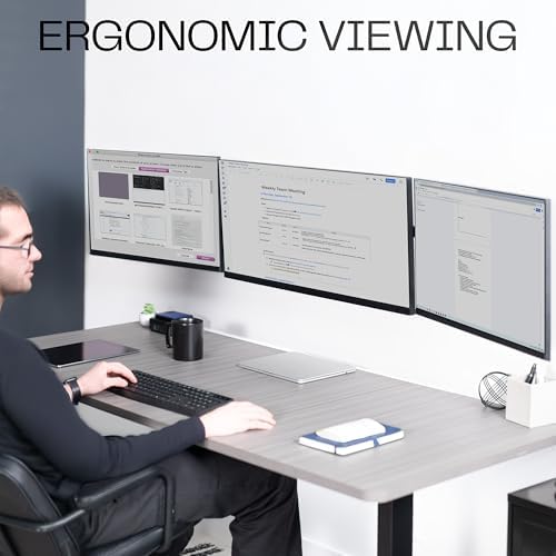 VIVO Premium Triple Monitor Wall Mount for 3 Screens up to 22 lbs, Fits up to 38 inch Ultrawides on Center Bracket, Adjustable Telescoping Arms, Flush Wall Setup, Black, MOUNT-TS03C