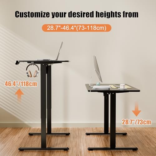 47"x24" Standing Desk, Height Adjustable Sit-Stand Home Office, Black