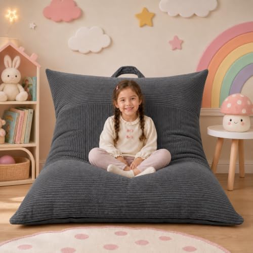 HUGHEAVEN Comfy 3-in-1 Kids Bean Bag Chair, Removable Cover Floor Chair