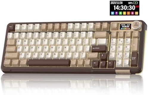 SOLAKAKA A99 Pro Mechanical Keyboard with LCD Screen & Metal Knob, Wireless Gaming Keyboard with BT5.0/2.4GHz/USB-C, Hot Swappable Creamy Keyboard, Gasket Structure, RGB Backlit, for Win/Mac