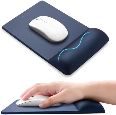 univo colors Mini Size Mouse Pad for Business Trips and Travel,Premium PU Material,Ergonomic Design,Smooth Mouse Operation with Hard Plate,Reduces Fatigue(Navy)