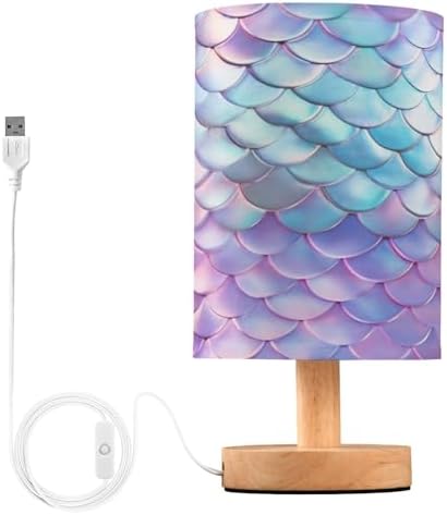 ALAZA Magic Mermaid Decor Bedside Table Lamp with USB Port for Bedroom Nightstand Office Desk LED Bulb Included