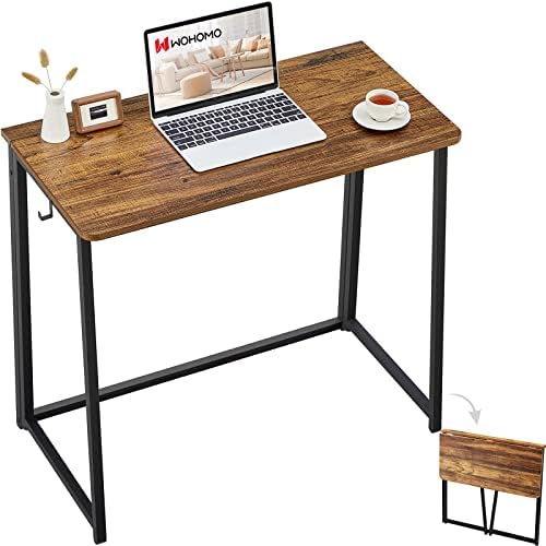WOHOMO Folding Desk, 31.5" Foldable Computer Table for Small Spaces, Walnut