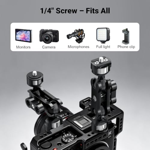 Dual Ball Heads Magic Arm Camera Monitor Mount 1/4"-20