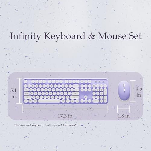 Colorful Wireless Keyboard and Mouse Combo Purple White