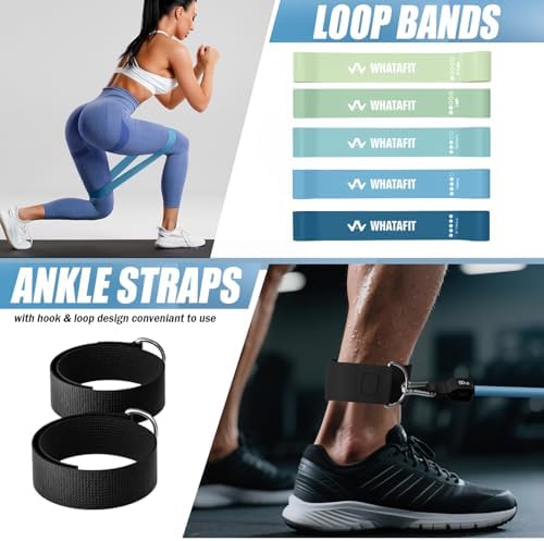 WHATAFIT Resistance Bands with Handles, 150 lb Exercise Bands Set