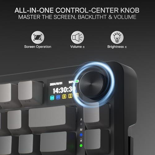 Redragon K724 PRO Wireless 81-Key Gasket Gaming Keyboard, TFT Screen & Knob