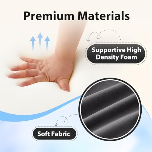 21" Reading Pillow for Bed with Back Support & Big Pockets, Grey