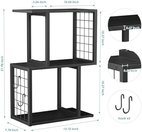 Small Bookshelf Desk Organizer，3-Tier Shelf for Top of Desk Workspace Organizers for Office Accessories, Black