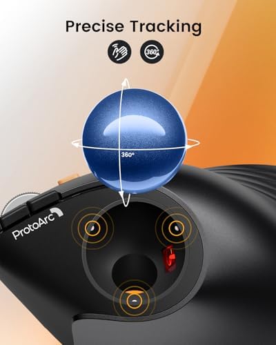 ProtoArc EM05 NL Wireless Vertical Trackball Mouse, 5 DPI Levels, Blue