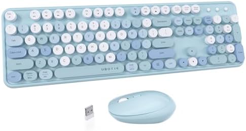 UBOTIE Colorful Wireless Keyboard and Mouse Combo (Blue-Colorful)