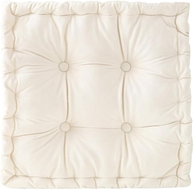 vctops Chair Cushion for Dining Chair, Soft Velvet Square Seat Cushion with Ties Cozy Indoor Chair Pad Cushion for Office Kitchen Dining Room (Beige,16"x16")