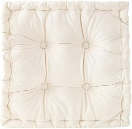 vctops Chair Cushion for Dining Chair, Soft Velvet Square Seat Cushion with Ties Cozy Indoor Chair Pad Cushion for Office Kitchen Dining Room (Beige,16"x16")