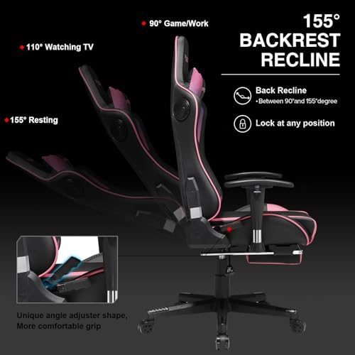 GTPLAYER Gaming Chair with Footrest Speakers Video Game Chair Bluetooth Music Heavy Duty Ergonomic Computer Office Desk Chair