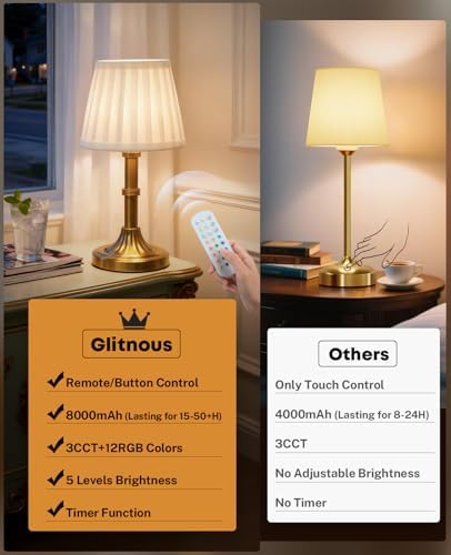 Small Table Lamp with Remote, Cordless Table Lamp