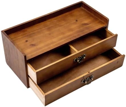 Workspace Document Office Drak Brown Wood Desktop Storage…… (Double-Layer)