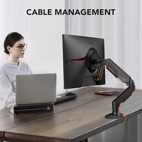 KOORUI Single Monitor Mount, Adjustable Gas Spring, Vertical Swivel Arm Fits 17-32 Inch, up to 19.8lbs, Stand With Clamp/Grommet Mounting Base, KR20Y