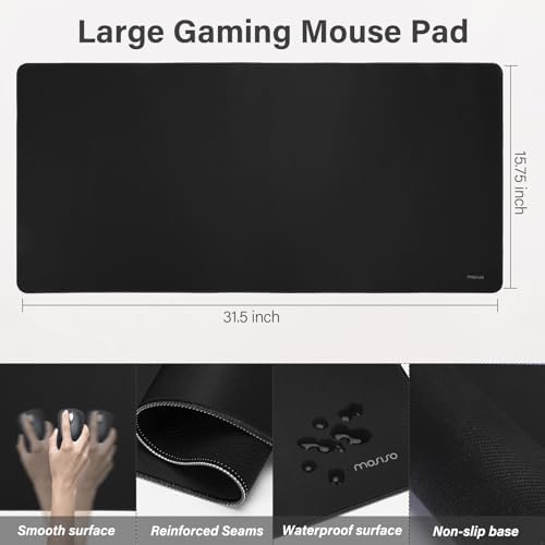 MOSISO Large Gaming Mouse Pad&Massage Keyboard Wrist Rest, Black