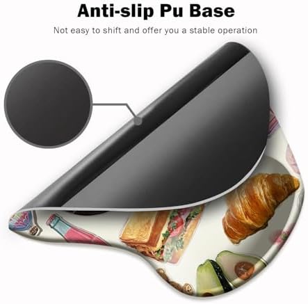 Ergonomic Mouse Pad with Wrist Support,Mouse Pad with Wrist Rest and Coaster Set,Office Supplies Non-Slip Mouse Pads for Desk, Non-Slip Comfortable,Pink Stickers