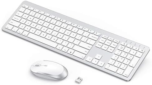 seenda Rechargeable Wireless Keyboard and Mouse Combo, Silver and White