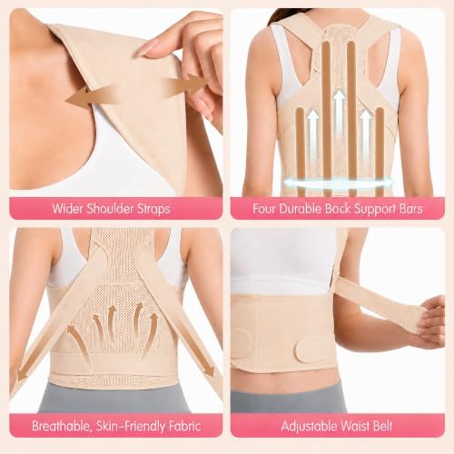 Posture Corrector for Women & Men, Adjustable Full Back Brace Support